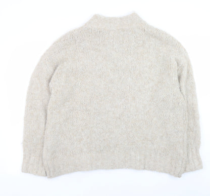 Anthropologie Women’s Beige Wool Blend V-Neck Pullover Jumper L