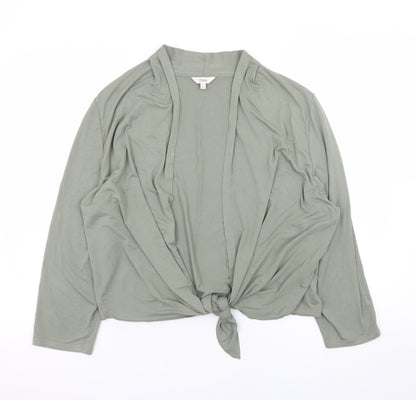 Marks and Spencer Women Green Long Sleeve Tie Front Jersey Top L