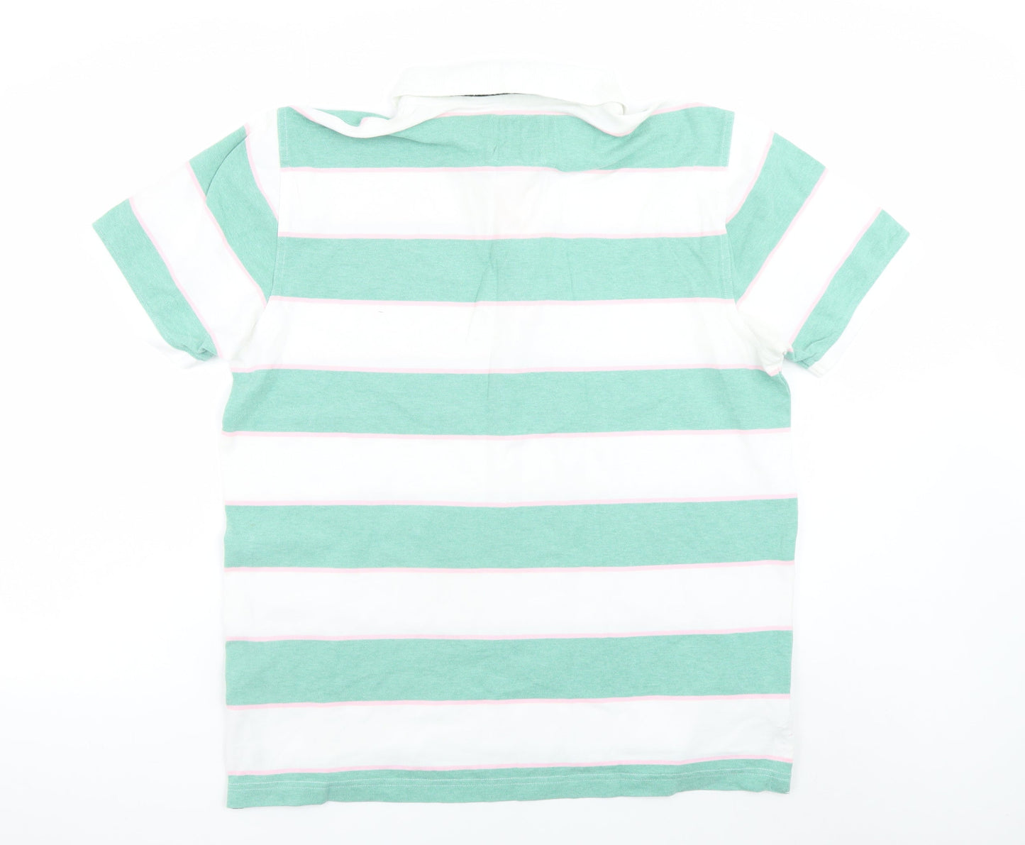 Crew Clothing Company Men's Green Stripe Short Sleeve Polo XL