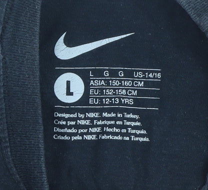 Nike Teens Black Red Drip Logo Graphic Short Sleeve Crew Neck T-Shirt L