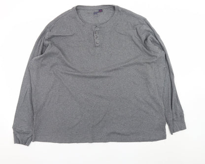 Lands' End Men's Grey Long Sleeve Henley T-Shirt XXL Cotton