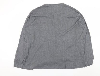 Lands' End Men's Grey Long Sleeve Henley T-Shirt XXL Cotton
