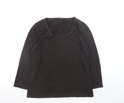 Hobbs Women’s Black Long Sleeve Stretch Cotton Scoop Neck Top XL