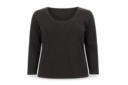 Hobbs Women’s Black Long Sleeve Stretch Cotton Scoop Neck Top XL