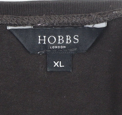 Hobbs Women’s Black Long Sleeve Stretch Cotton Scoop Neck Top XL