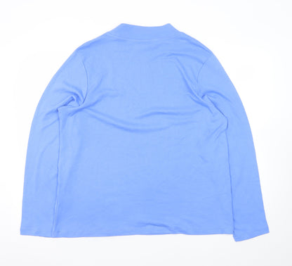 Cotton Traders Women's Blue Long Sleeve Mock Neck Cotton T-Shirt Size 12