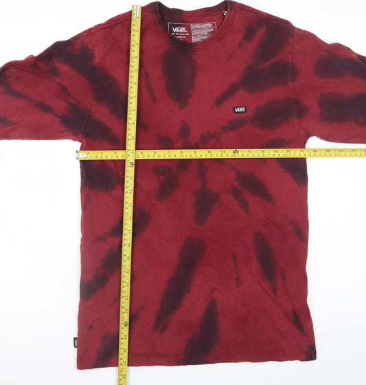 Vans Men's Red Tie Dye Long Sleeve Classic Fit T-Shirt Size S