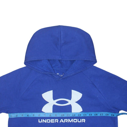 Under Armour Boys Blue Pullover Hoodie XL (158) Fleece Logo Sportswear