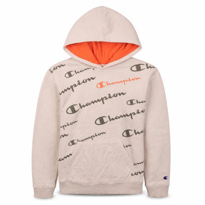 Champion Boys Beige Logo Pullover Hoodie Size L