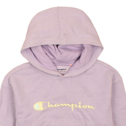 Champion Girls Purple Hooded Pullover Sweatshirt L Fleece Lined Casual