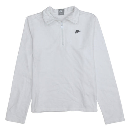 Nike Girls White 1/4 Zip Fleece Sweatshirt Size L 14-16 Sports Pullover
