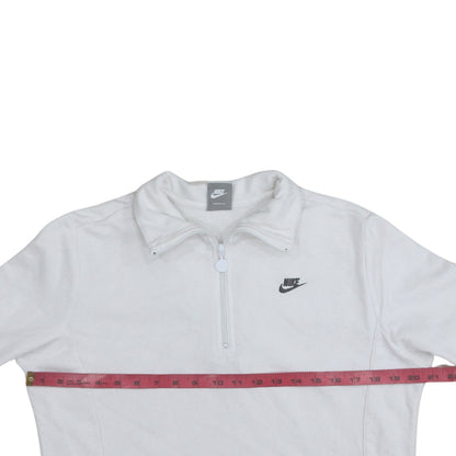 Nike Girls White 1/4 Zip Fleece Sweatshirt Size L 14-16 Sports Pullover