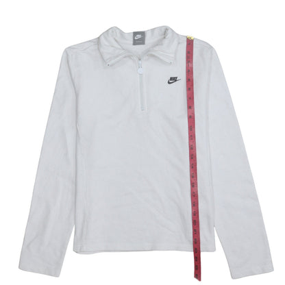 Nike Girls White 1/4 Zip Fleece Sweatshirt Size L 14-16 Sports Pullover