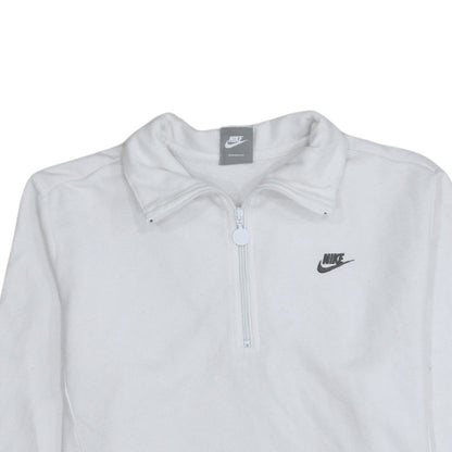 Nike Girls White 1/4 Zip Fleece Sweatshirt Size L 14-16 Sports Pullover
