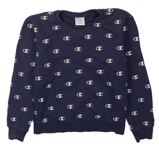 Womens UK Size L Champion Blue Pullover Sweatshirt
