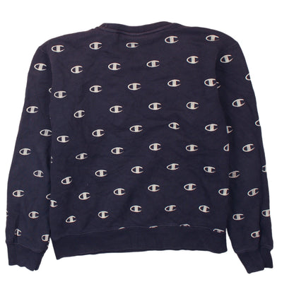 Womens UK Size L Champion Blue Pullover Sweatshirt
