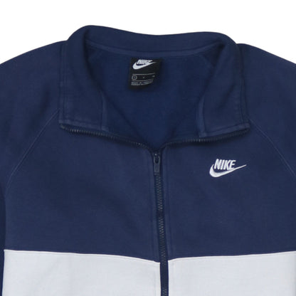 Nike Men's Blue and White Track Jacket Size S Full Zip Cotton Blend