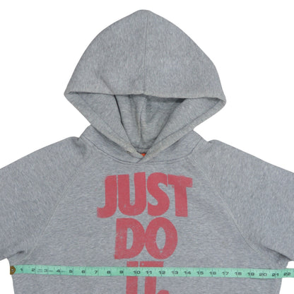 Nike Boys Grey Hoodie Small Just Do It Pullover Cotton Blend Fleece