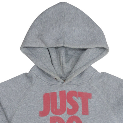 Nike Boys Grey Hoodie Small Just Do It Pullover Cotton Blend Fleece