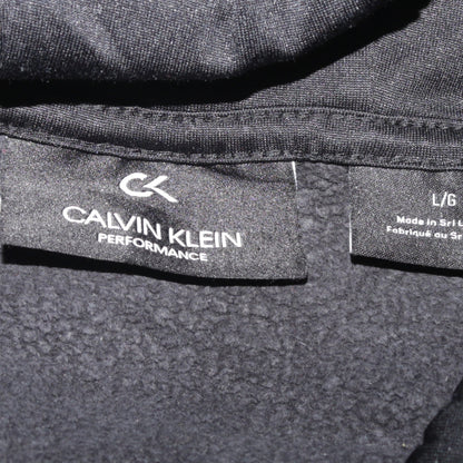 Calvin Klein Men’s Black Pullover Hoodie L Fleece Logo Sweatshirt