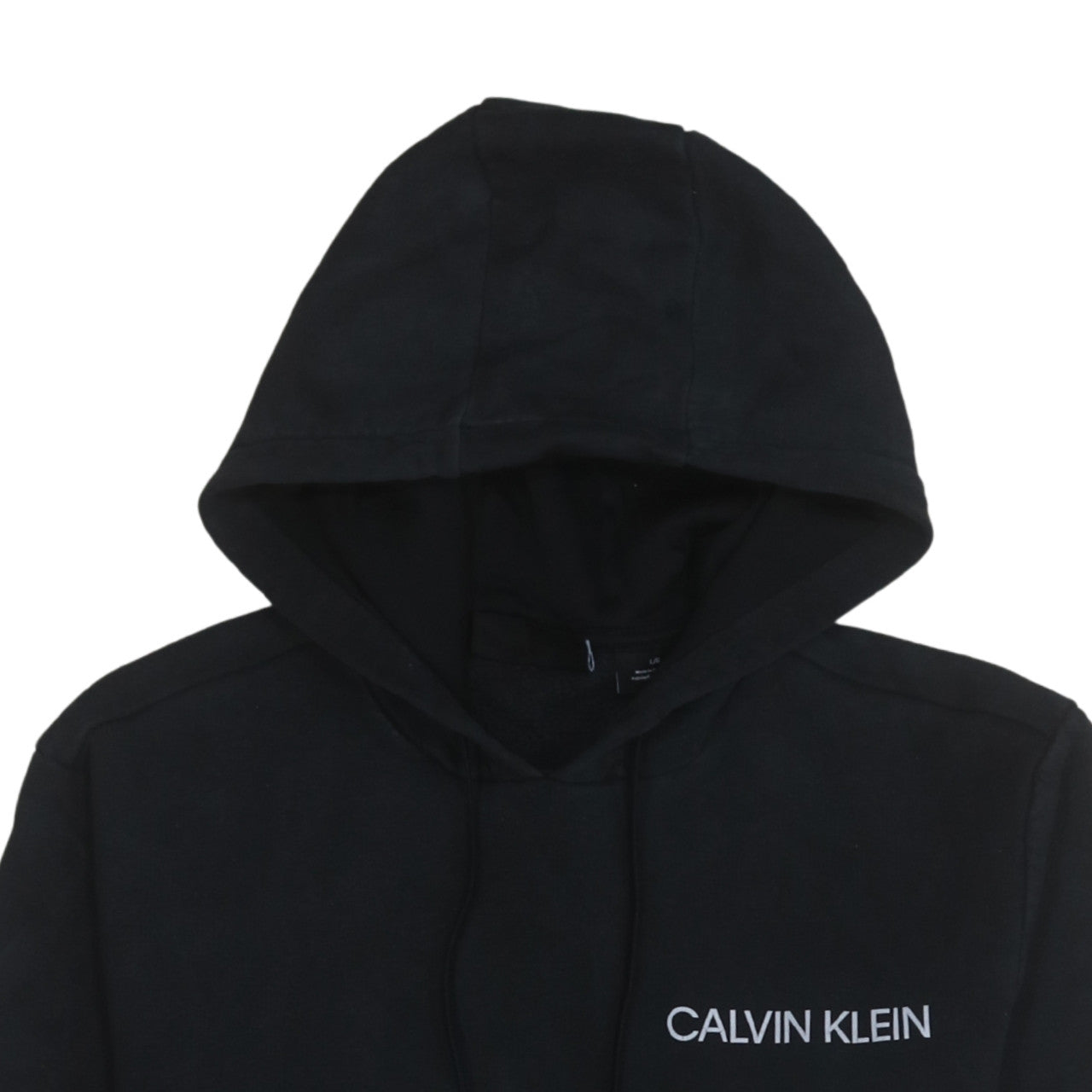 Calvin Klein Men’s Black Pullover Hoodie L Fleece Logo Sweatshirt