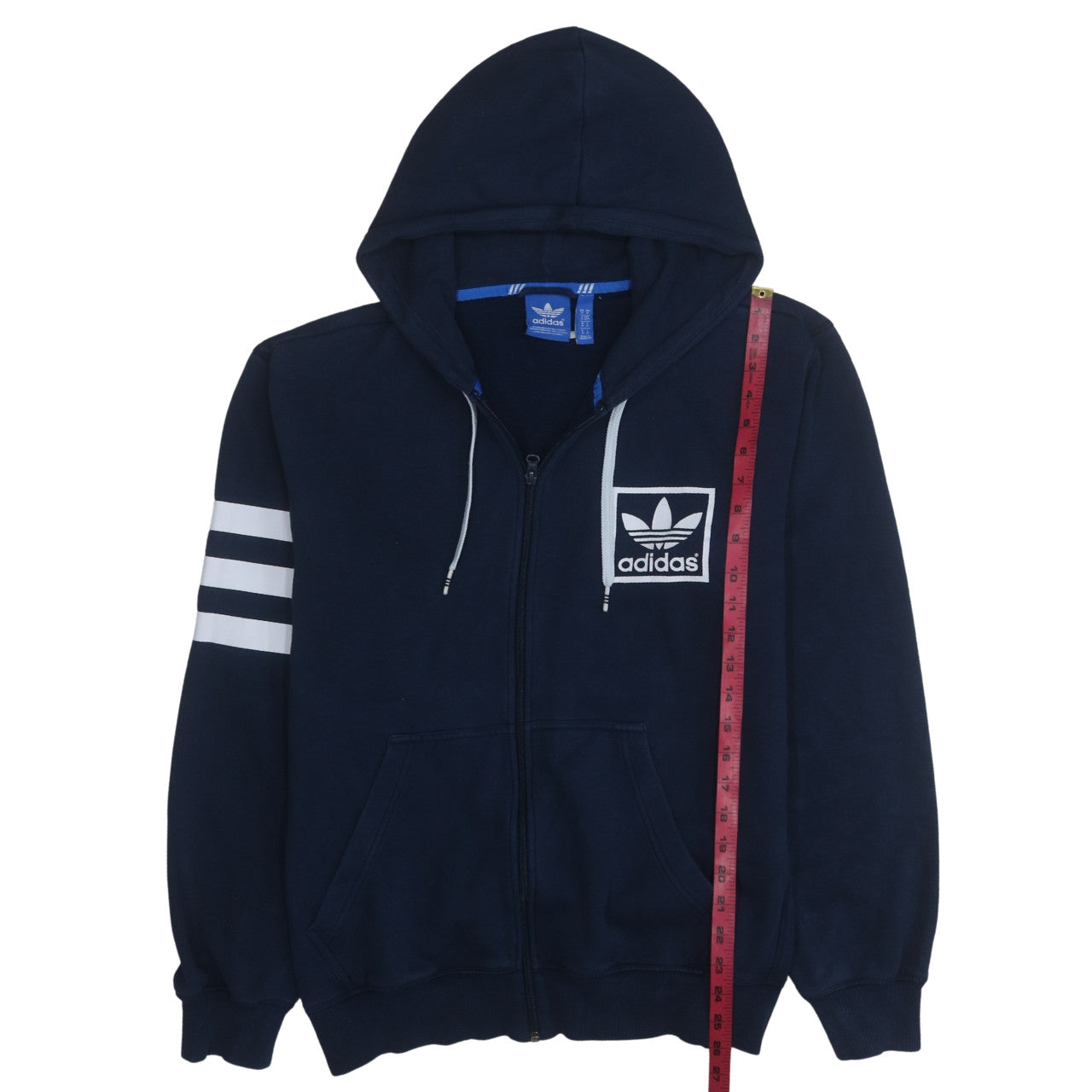 Mens UK Size M adidas Blue Full Zip Hoodie