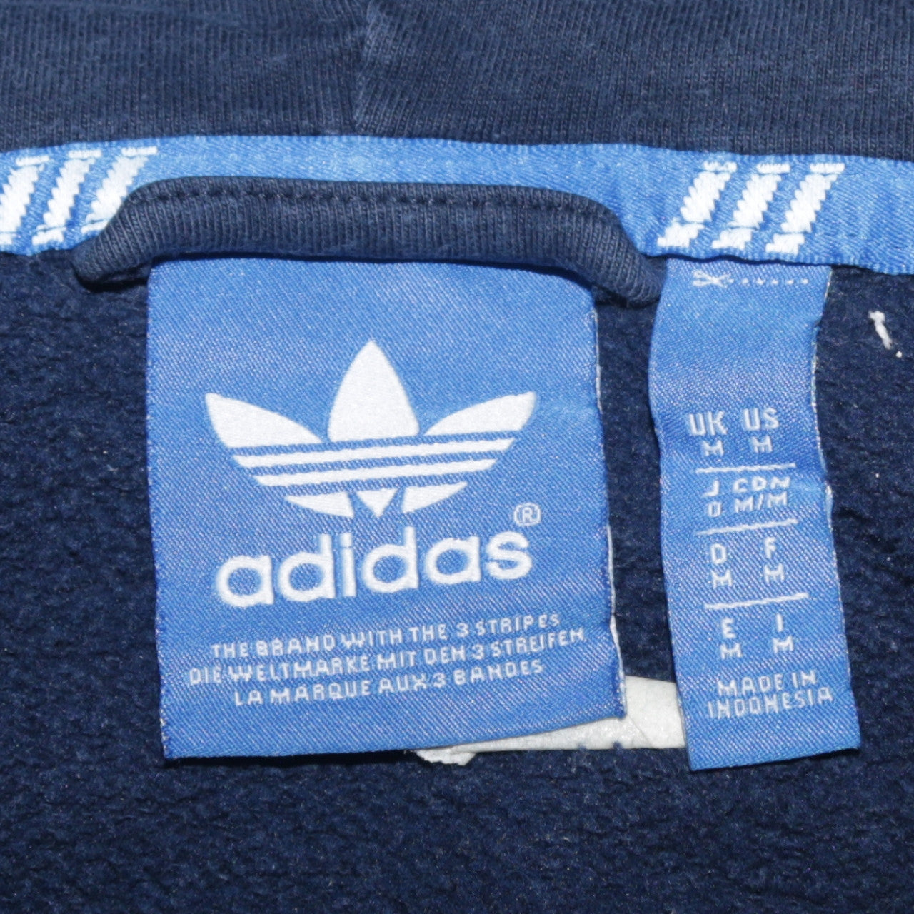 Mens UK Size M adidas Blue Full Zip Hoodie