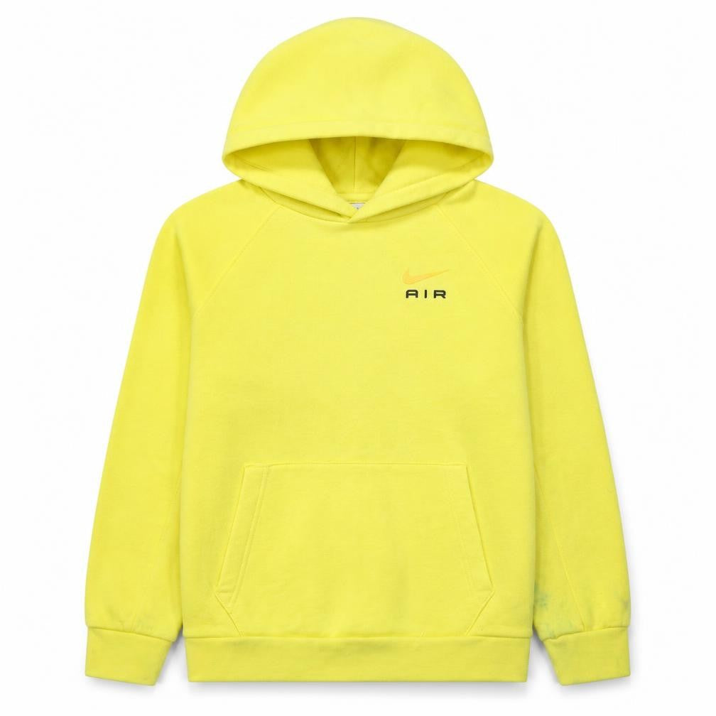 Front view of Nike boys’ yellow 'air' pullover fleece hoodie, size L, (147-158cm)