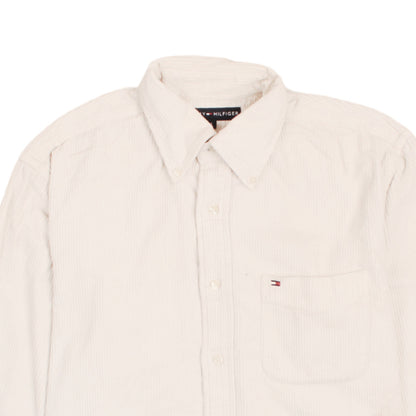 Tommy Hilfiger Men's Beige Corduroy Long Sleeve Button-Up Shirt M