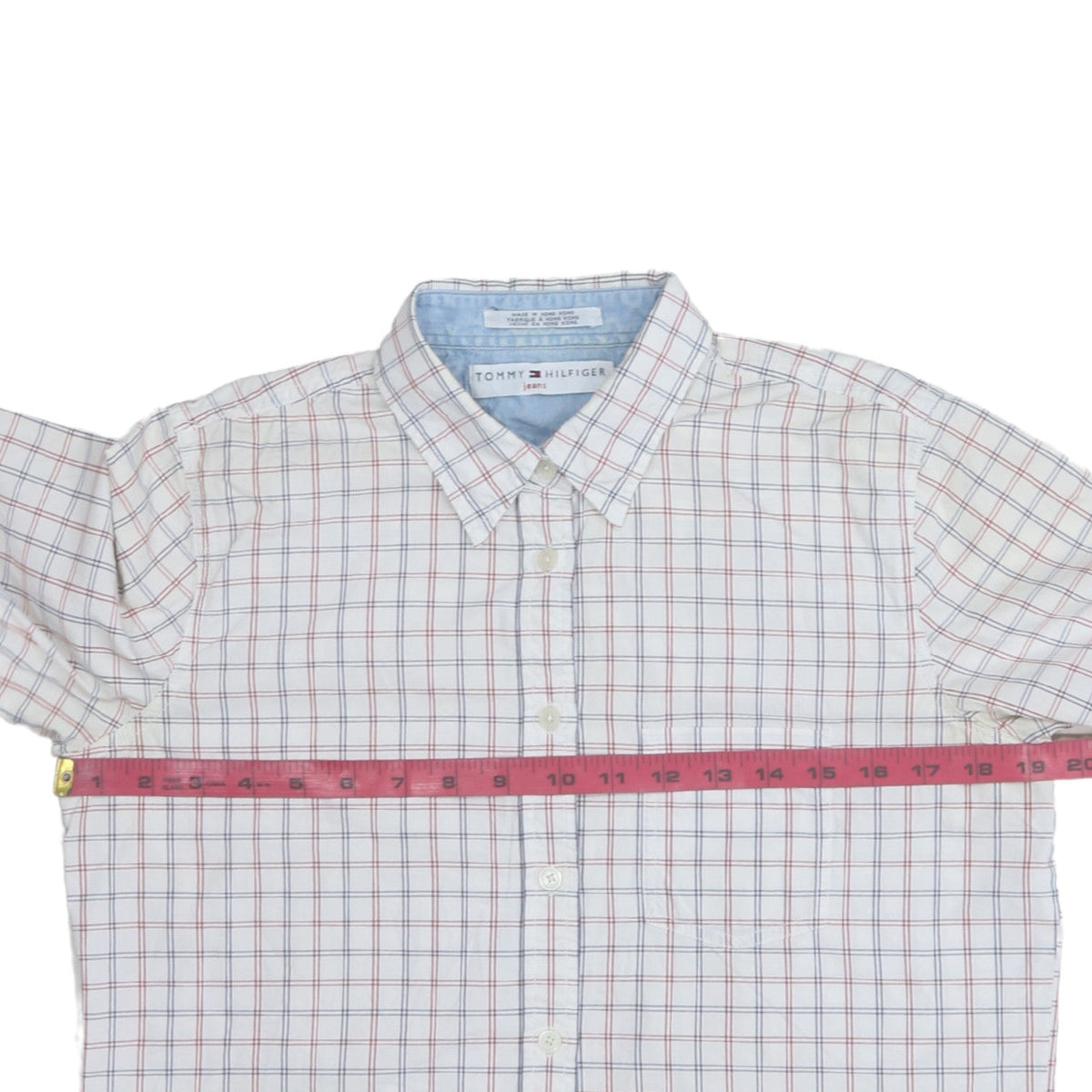 Tommy Hilfiger Jeans Mens White Check Button-Down Shirt Size M