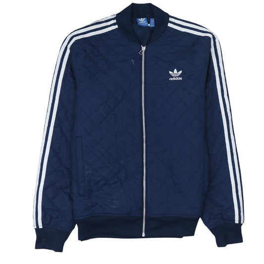 Adidas Men's Blue Quilted Track Jacket M Full Zip Sportswear