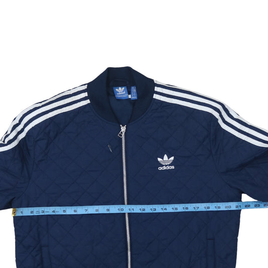 Adidas Men's Blue Quilted Track Jacket M Full Zip Sportswear