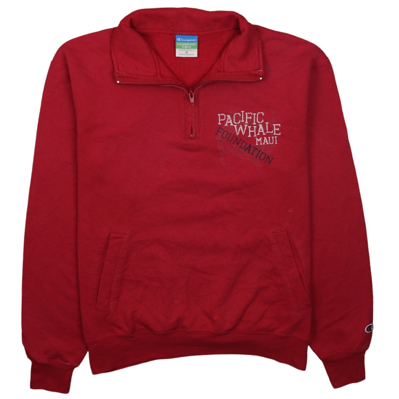 Mens UK Size M Champion Red 1/4 Zip Sweatshirt