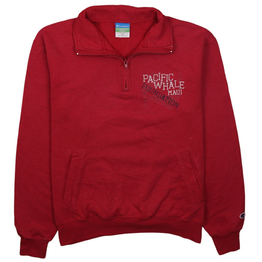Mens UK Size M Champion Red 1/4 Zip Sweatshirt