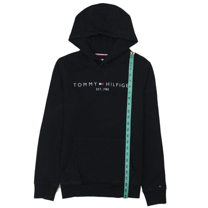 Tommy Hilfiger Boys Black Pullover Hoodie Size 164 Logo Fleece