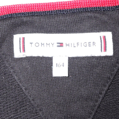 Tommy Hilfiger Boys Black Pullover Hoodie Size 164 Logo Fleece