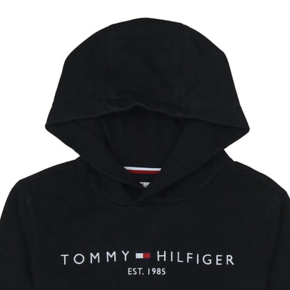 Tommy Hilfiger Boys Black Pullover Hoodie Size 164 Logo Fleece
