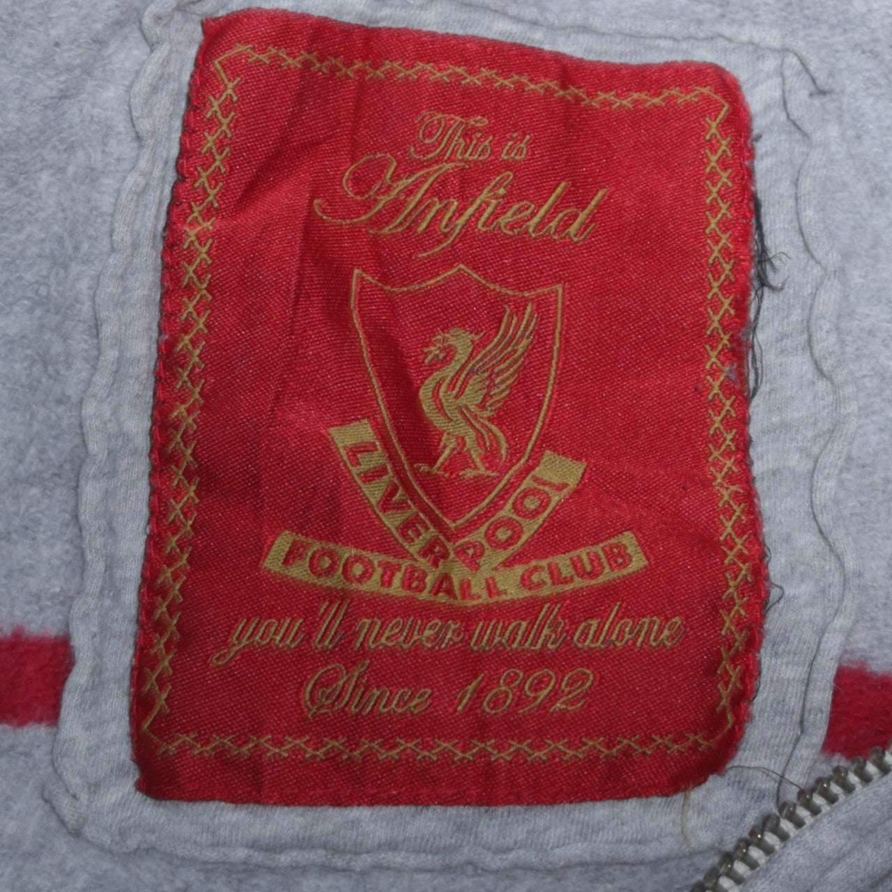 Mens UK Size M Liverpool Football Club Grey Full Zip Hoodie