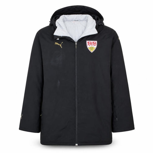Front view of Puma men’s black 2xl winter parka hooded jacket coat