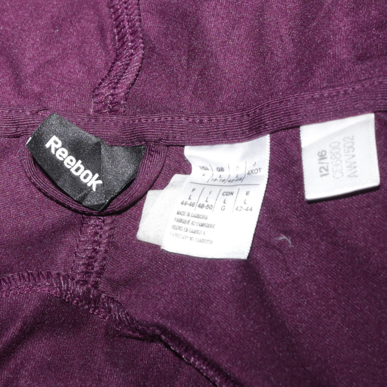Womens UK Size L Reebok Purple Full Zip Hoodie