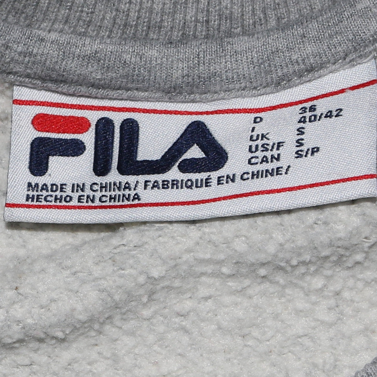 Fila Men's Grey Pullover Sweatshirt Size S Classic Crew Neck