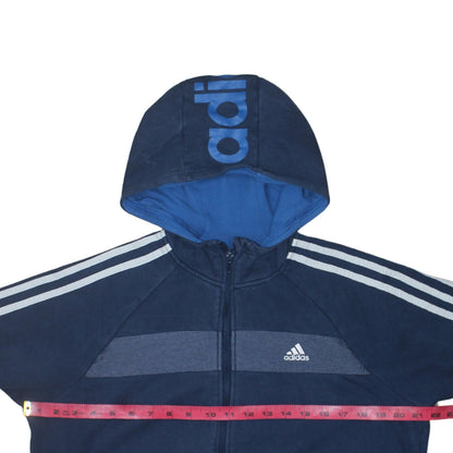 Adidas Boys Blue Full Zip Fleece Hoodie 15-16 Years Sports Logo