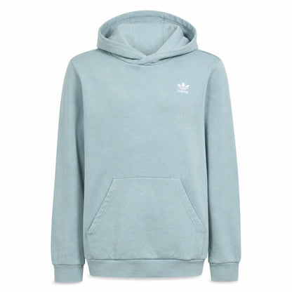 Front view of Adidas boys’ green pullover hoodie 13-14 years classic logo sweatshirt