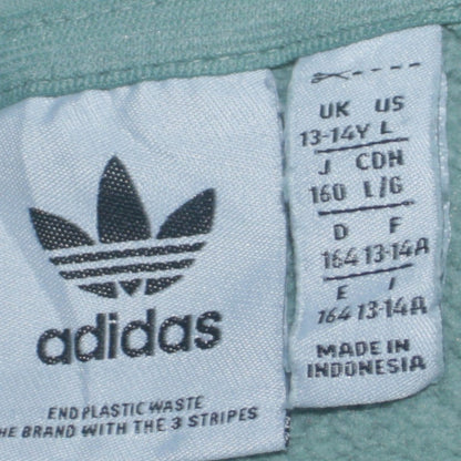 Adidas Boys Green Pullover Hoodie 13-14 Years Classic Logo Sweatshirt