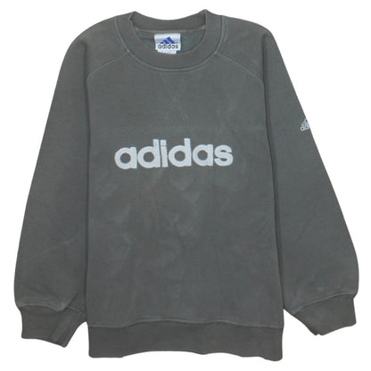 Adidas Boys Grey Pullover Sweatshirt 10-11 Years Crew Neck Logo Fleece