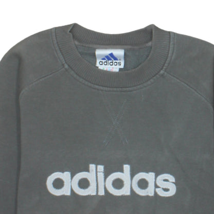 Adidas Boys Grey Pullover Sweatshirt 10-11 Years Crew Neck Logo Fleece
