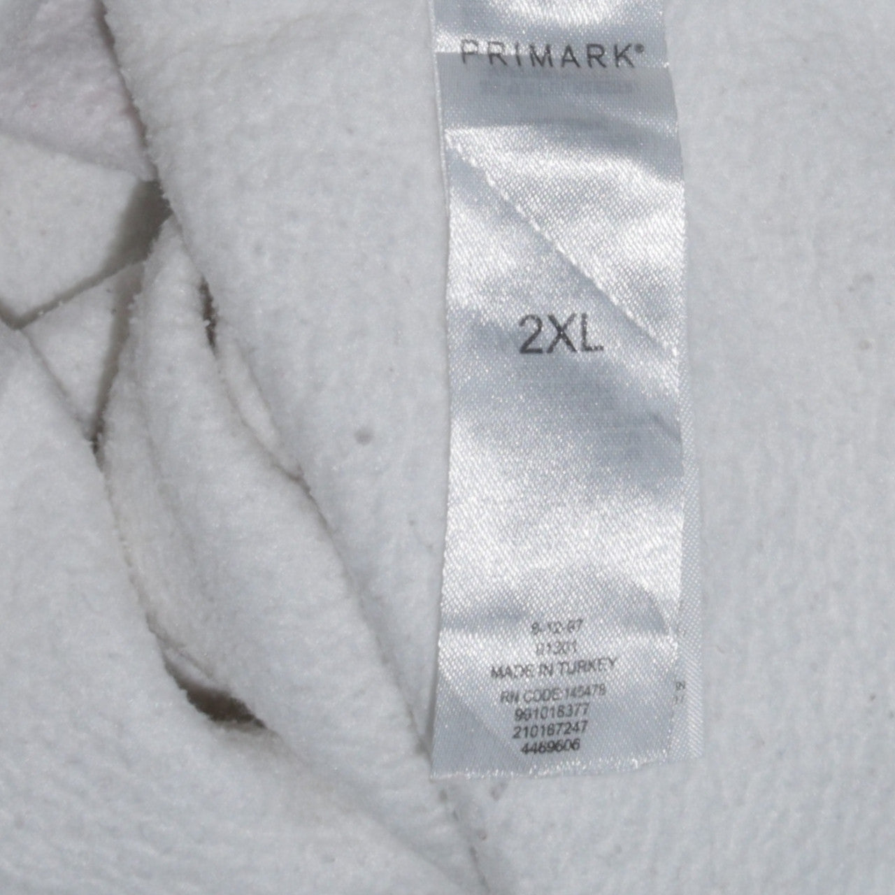 Mens UK Size 2XL Primark White Pullover Hoodie