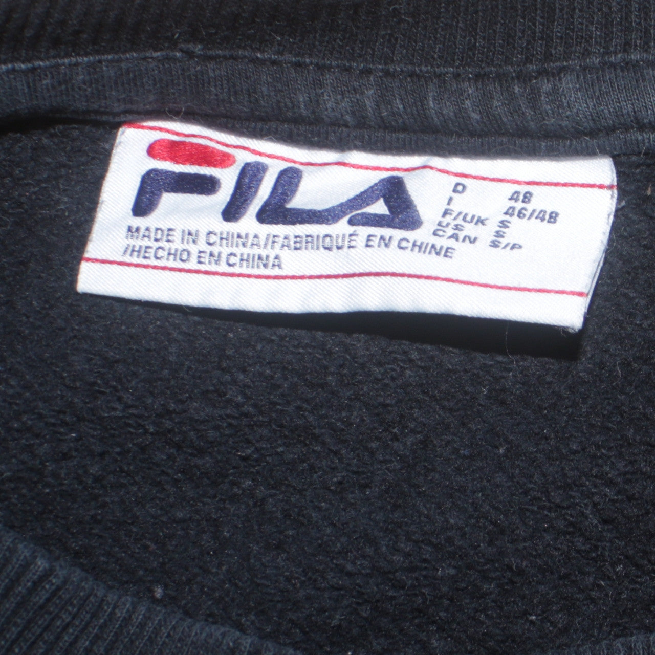 Mens UK Size S FILA Black Pullover Sweatshirt