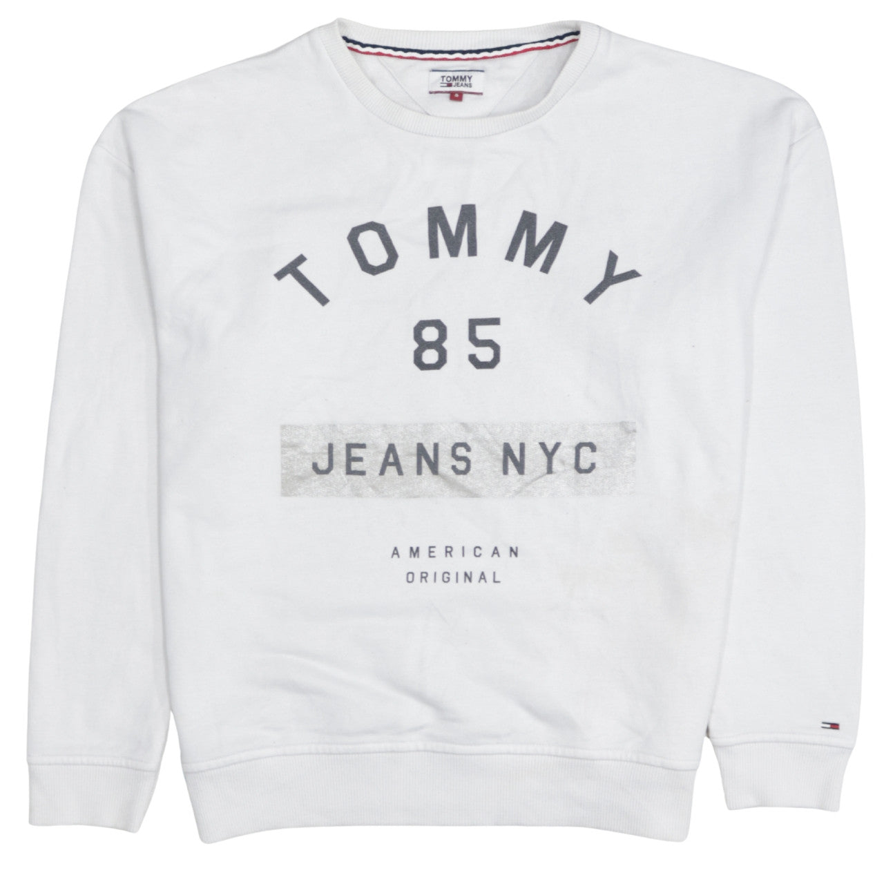 Mens UK Size S Tommy Jeans White Pullover Sweatshirt