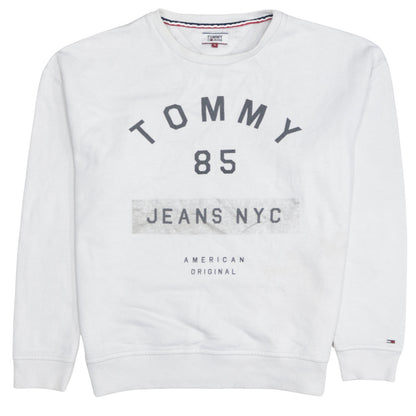 Mens UK Size S Tommy Jeans White Pullover Sweatshirt